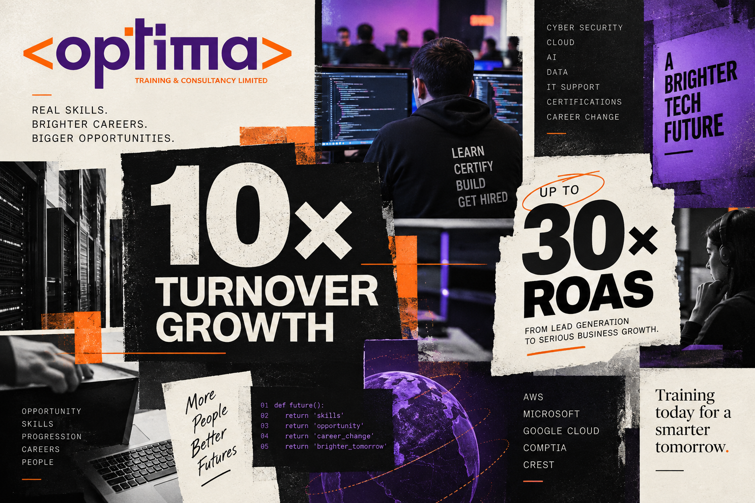 Editorial campaign artwork representing Optima Training